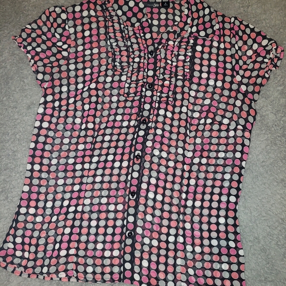Polka Dot Button Down Shirt Small - Picture 3 of 5
